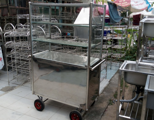 XE CƠM, XE BÁNH MÌ INOX NGANG 1M